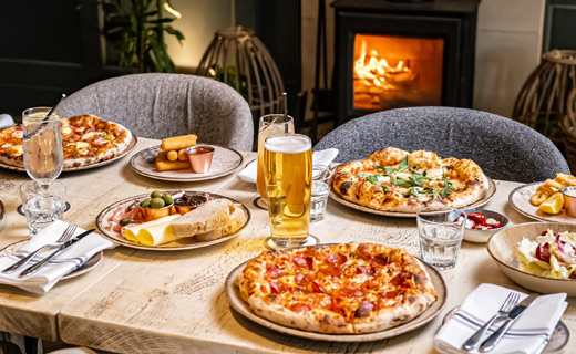 Pizzas at the Fish bar and lounges